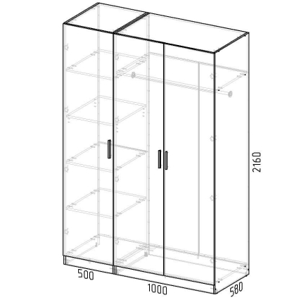 Набор мебели Марсель МР 01-01 (ЛДСП Белый премиум) Ш1500 В2160 Г580